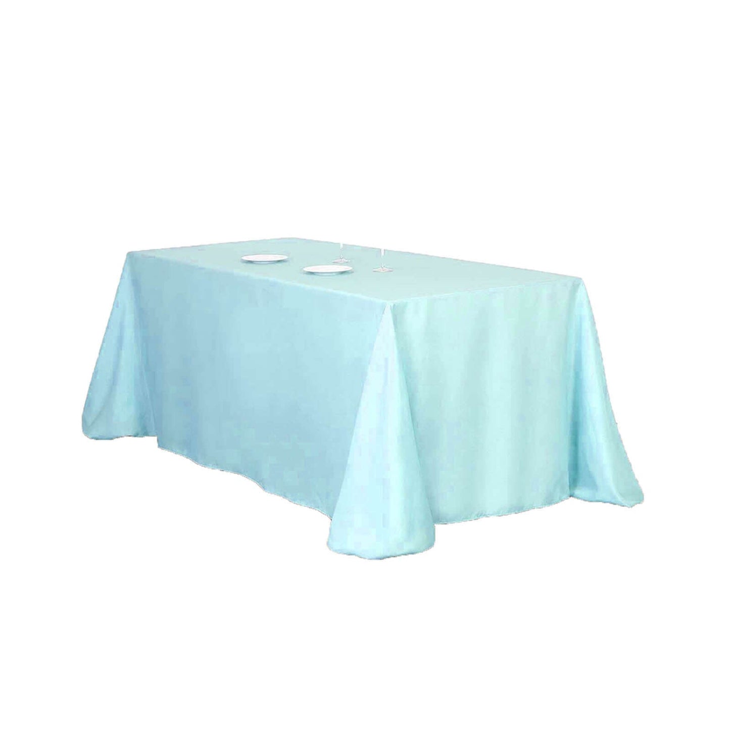 Polyester 90"x132" Rectangle Tablecloth Light Blue - Seamless Wrinkle - Resistant Table Cover - Linen Luxes