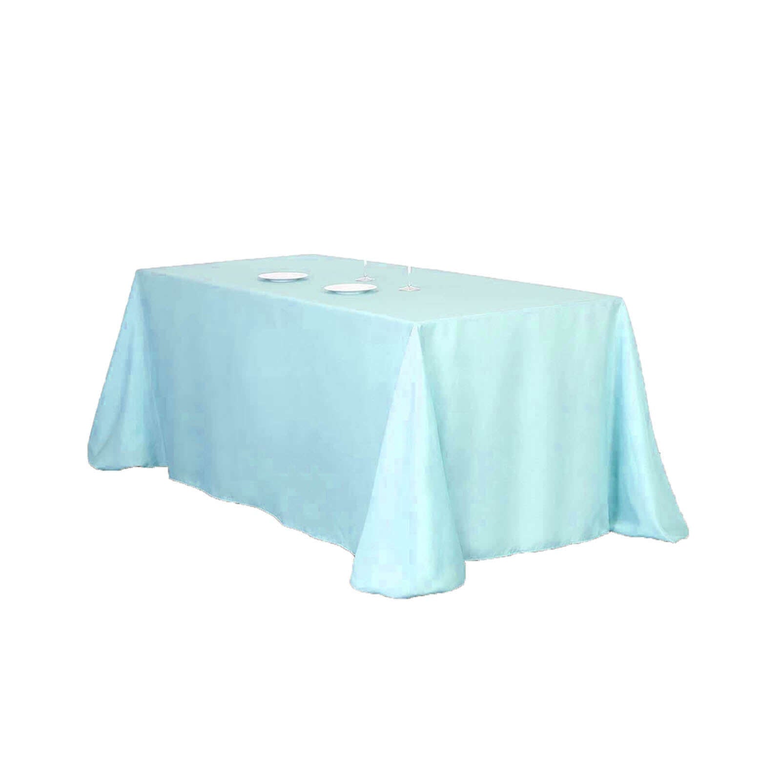 Polyester 90"x132" Rectangle Tablecloth Light Blue - Seamless Wrinkle - Resistant Table Cover - Linen Luxes