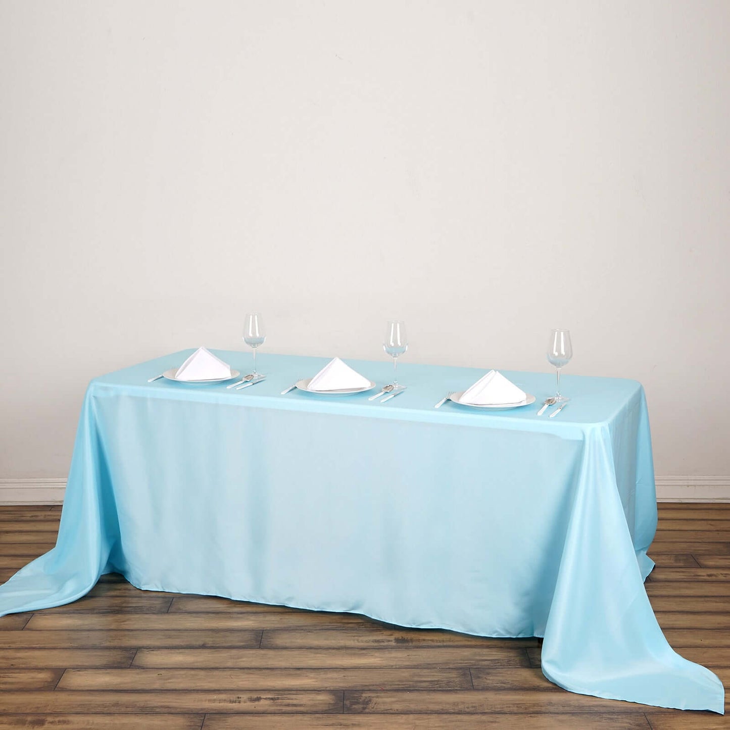 Polyester 90"x132" Rectangle Tablecloth Light Blue - Seamless Wrinkle - Resistant Table Cover - Linen Luxes