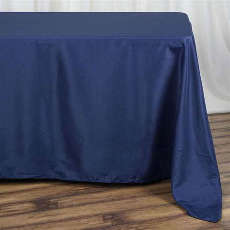 Polyester 90"x132" Rectangle Tablecloth Navy Blue - Seamless Wrinkle - Resistant Table Cover - Linen Luxes