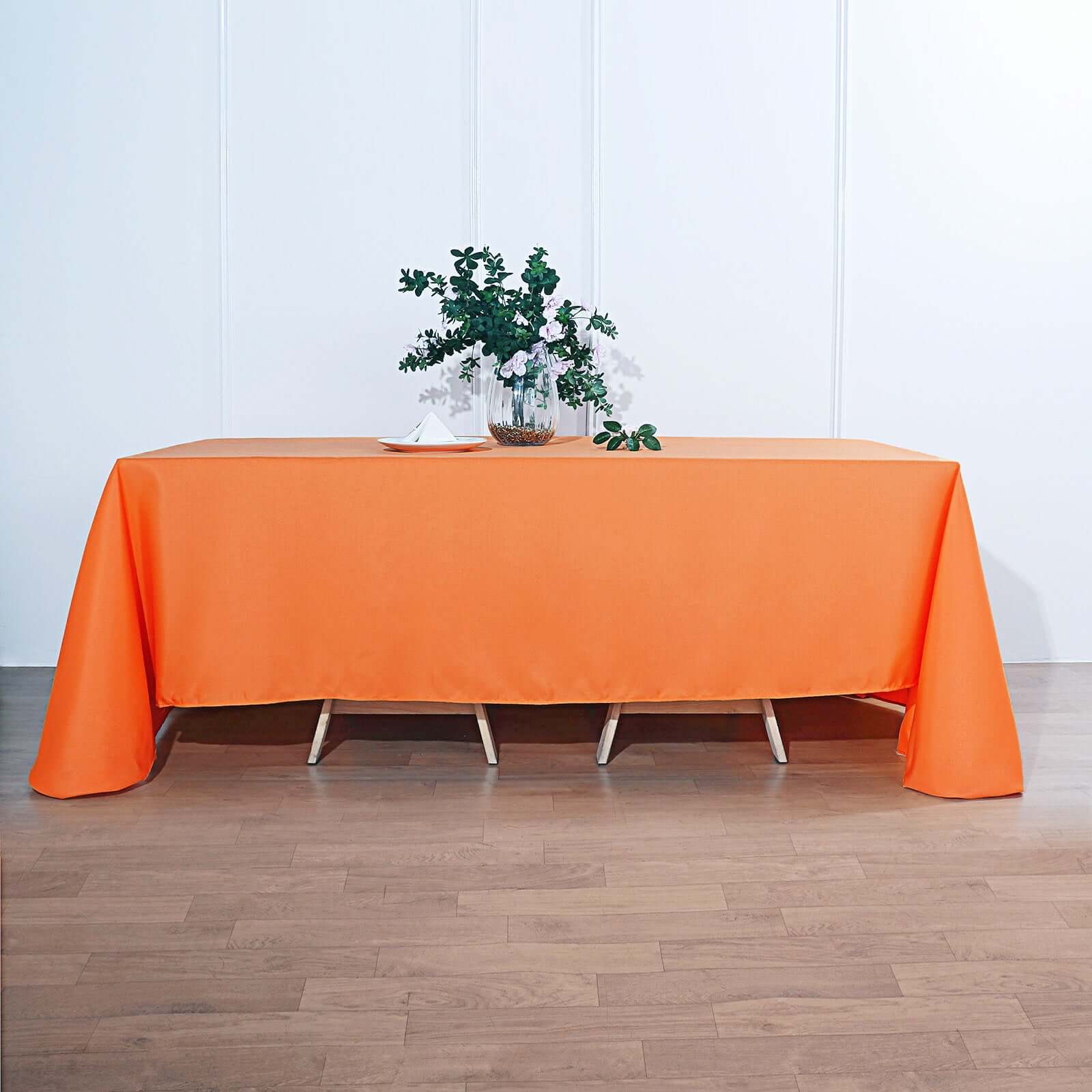Polyester 90"x132" Rectangle Tablecloth Orange - Seamless Wrinkle - Resistant Table Cover - Linen Luxes