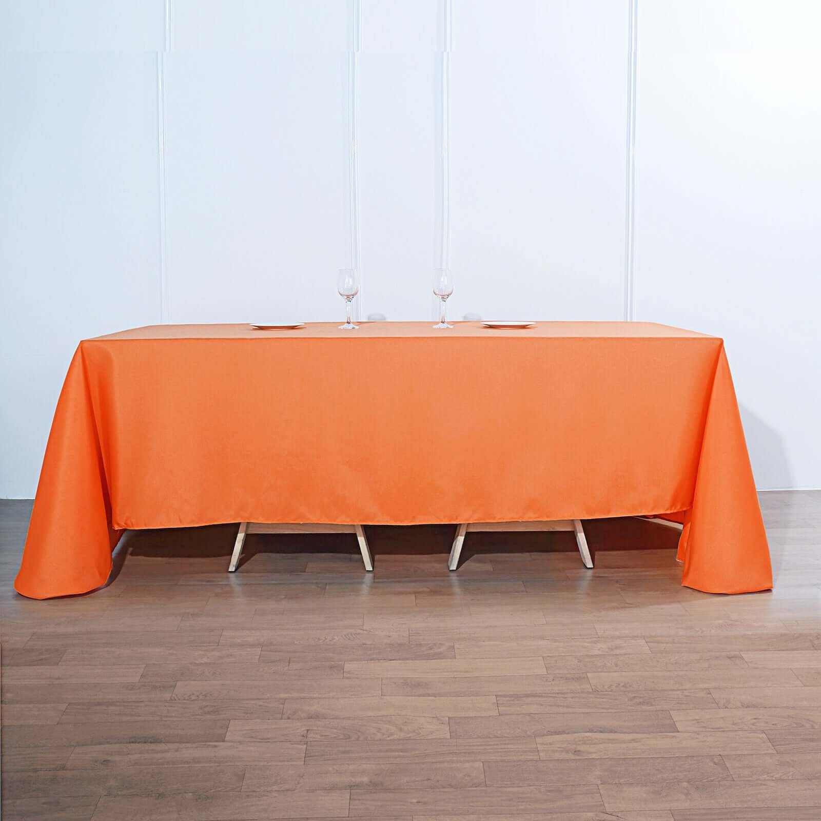 Polyester 90"x132" Rectangle Tablecloth Orange - Seamless Wrinkle - Resistant Table Cover - Linen Luxes