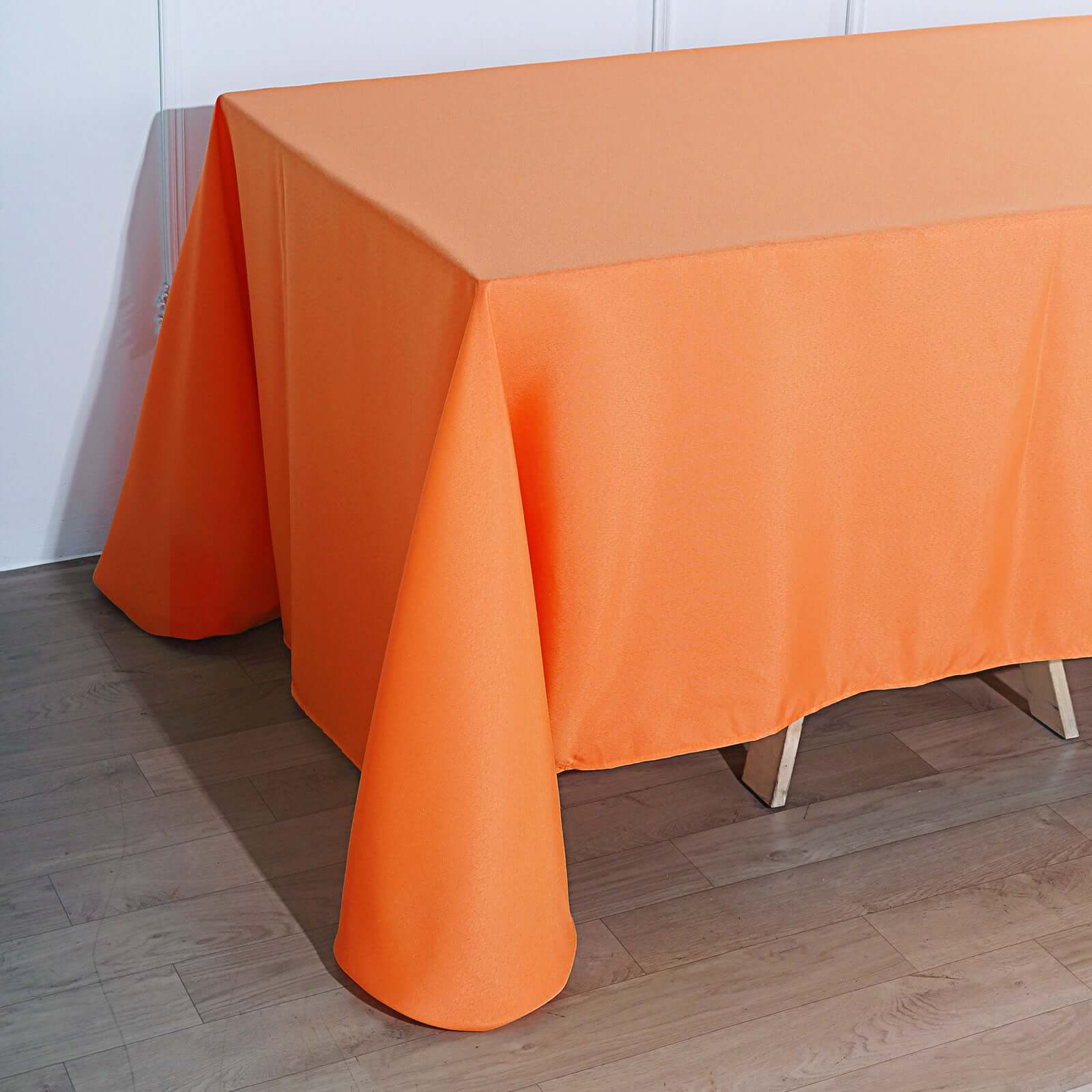 Polyester 90"x132" Rectangle Tablecloth Orange - Seamless Wrinkle - Resistant Table Cover - Linen Luxes