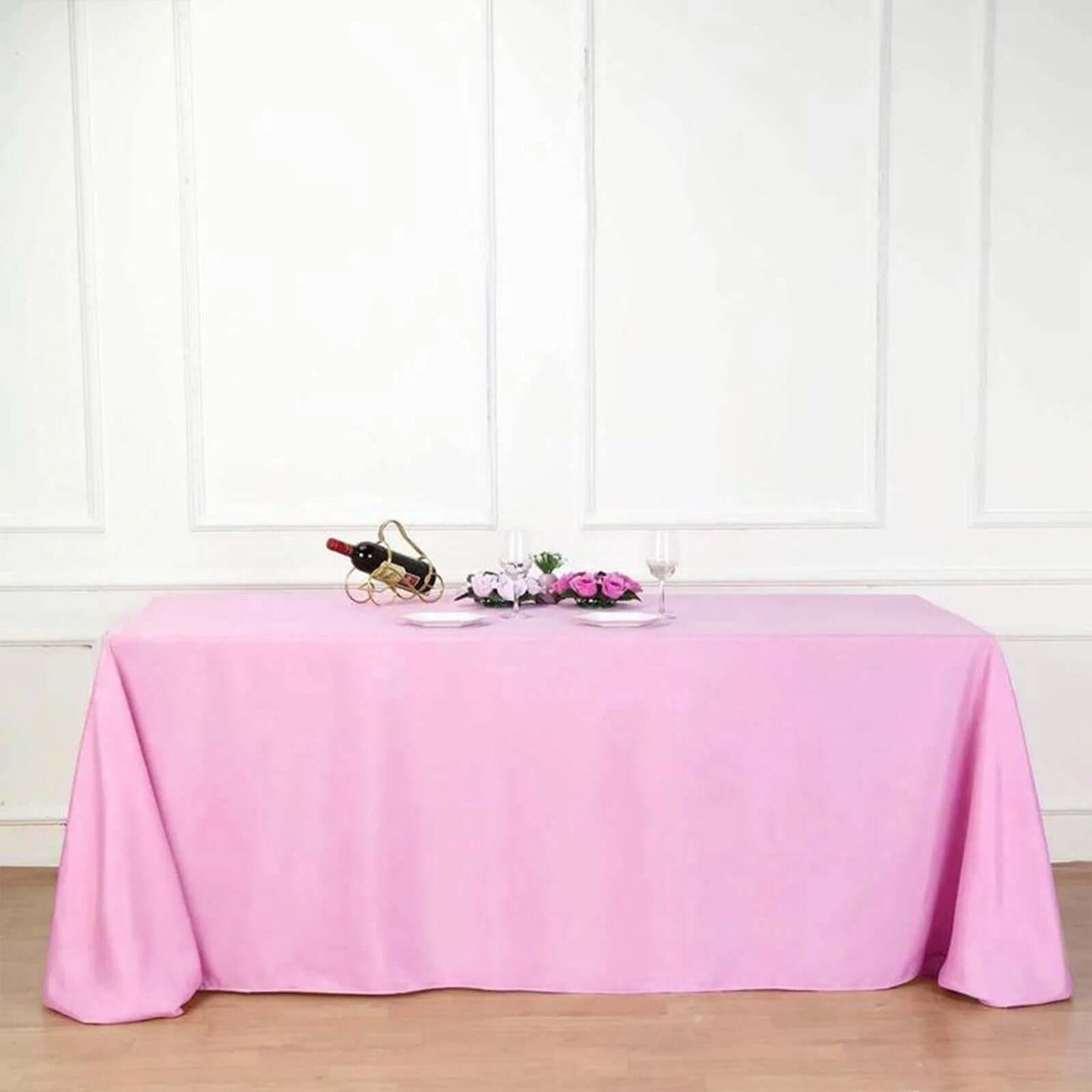 Polyester 90"x132" Rectangle Tablecloth Pink - Seamless Wrinkle - Resistant Table Cover - Linen Luxes