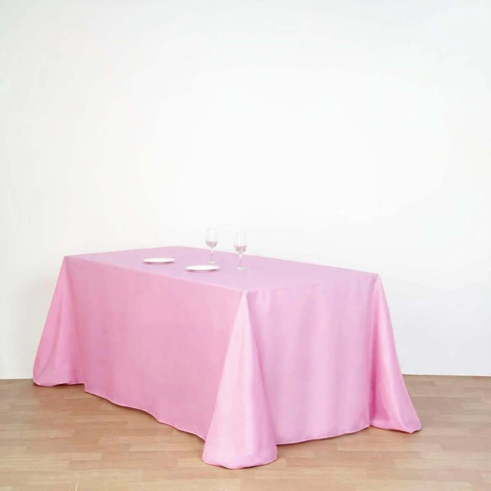 Polyester 90"x132" Rectangle Tablecloth Pink - Seamless Wrinkle - Resistant Table Cover - Linen Luxes