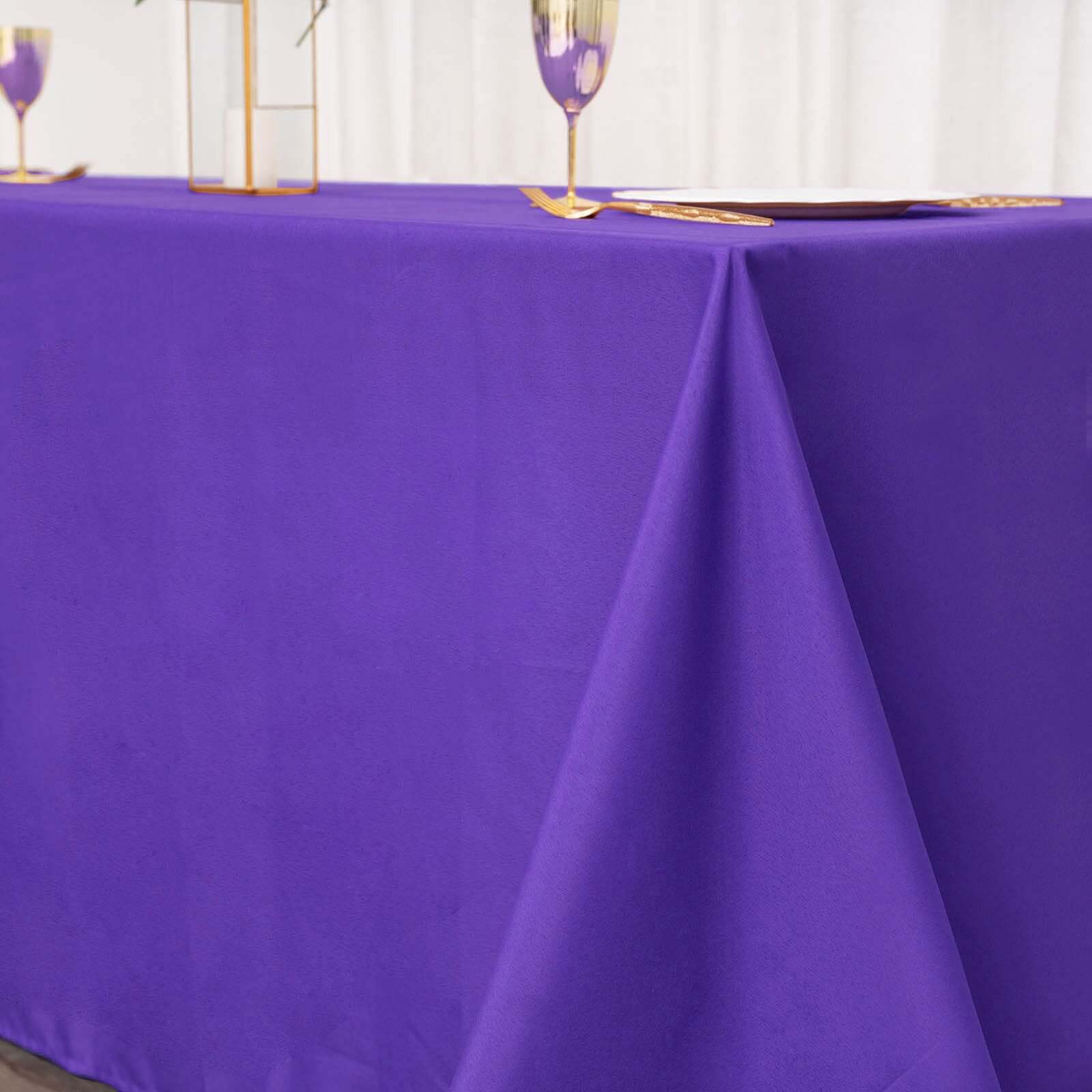 Polyester 90"x132" Rectangle Tablecloth Purple - Seamless Wrinkle - Resistant Table Cover - Linen Luxes