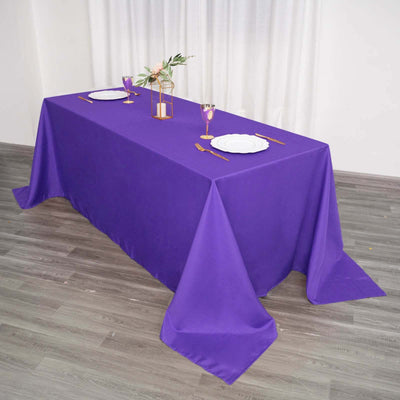 Polyester 90"x132" Rectangle Tablecloth Purple - Seamless Wrinkle - Resistant Table Cover - Linen Luxes