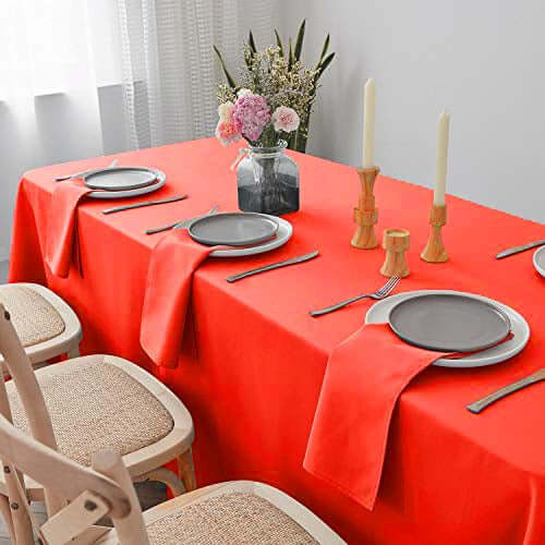 Polyester 90"x132" Rectangle Tablecloth Red - Seamless Wrinkle - Resistant Table Cover - Linen Luxes