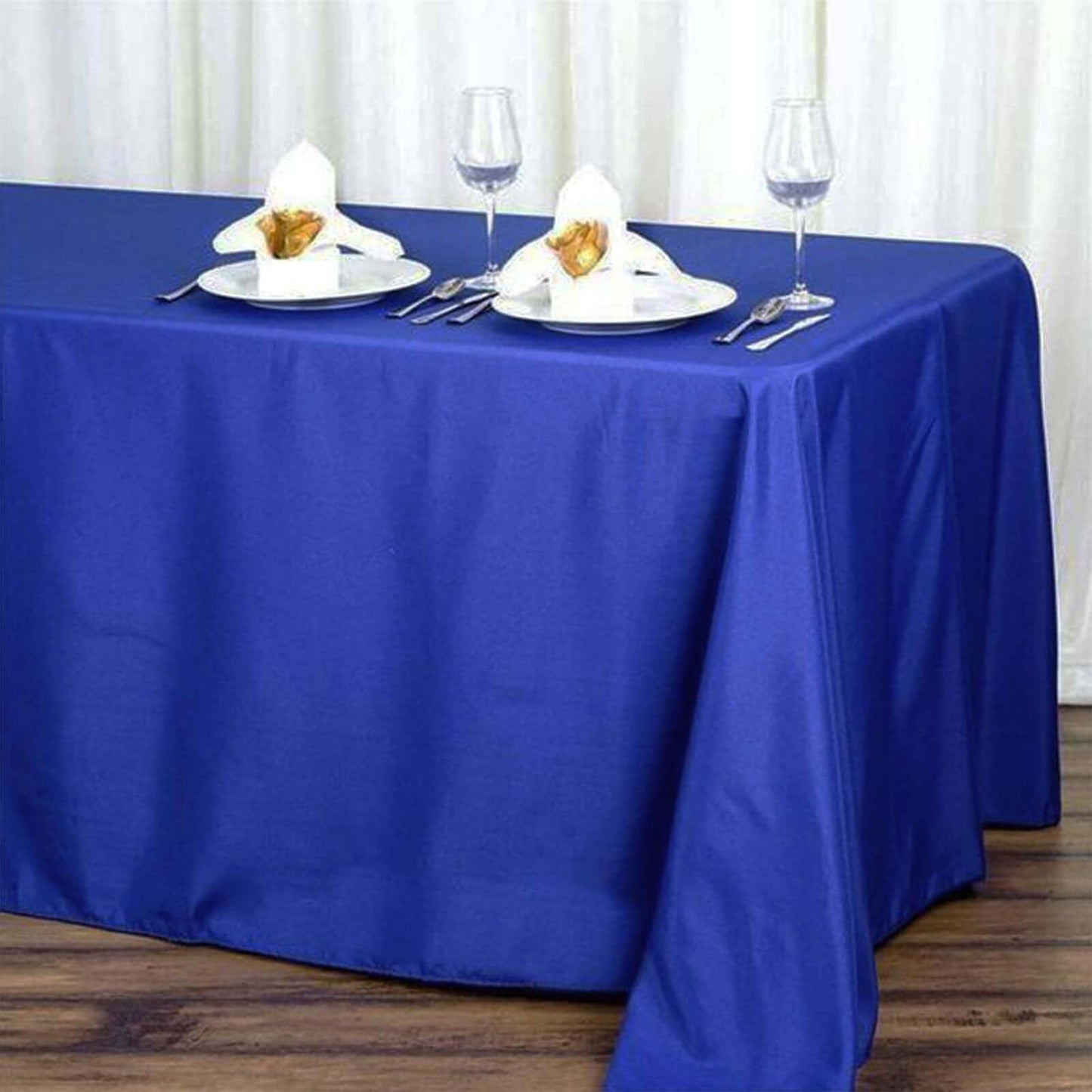 Polyester 90"x132" Rectangle Tablecloth Royal Blue - Seamless Wrinkle - Resistant Table Cover - Linen Luxes