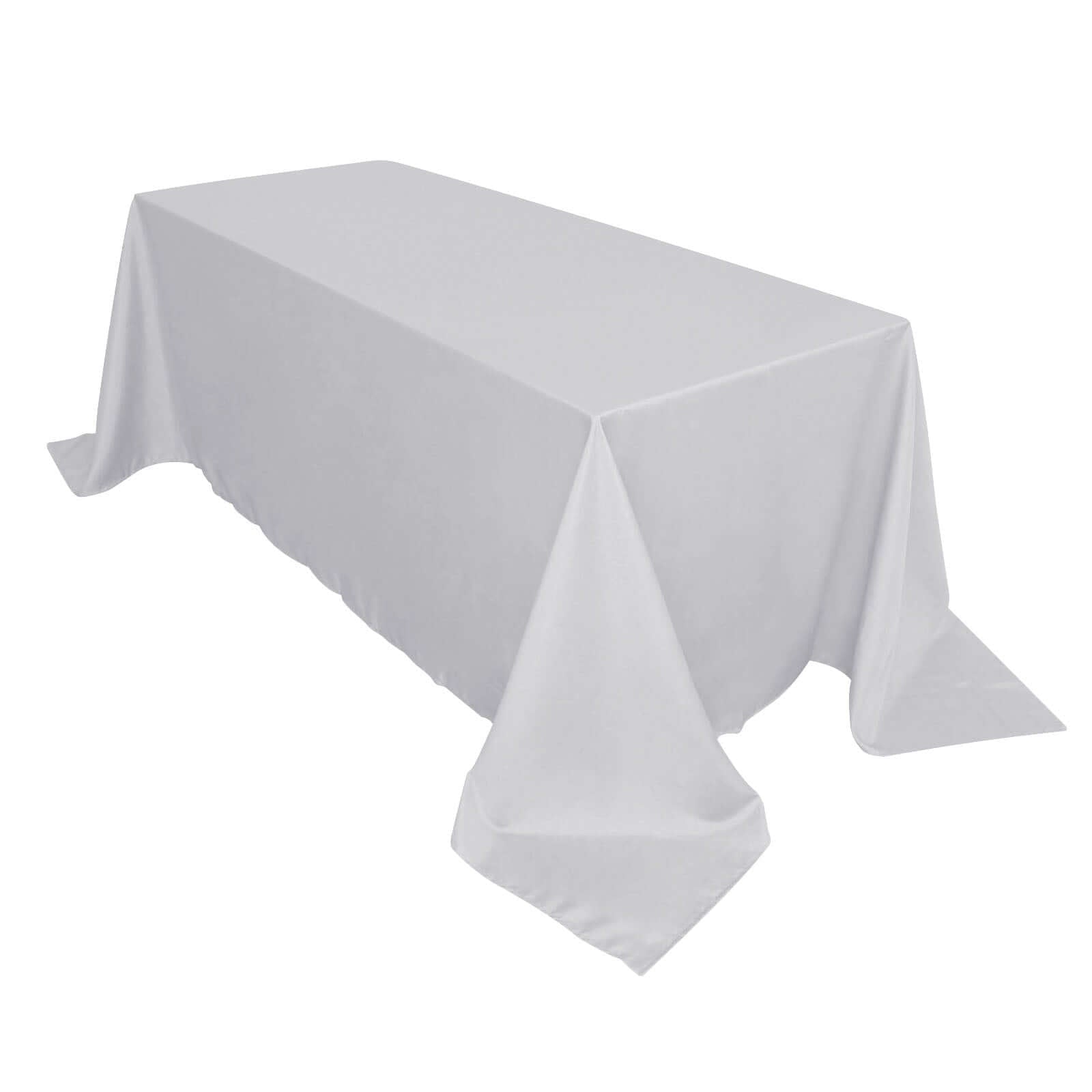 Polyester 90"x132" Rectangle Tablecloth Silver - Seamless Wrinkle - Resistant Table Cover - Linen Luxes