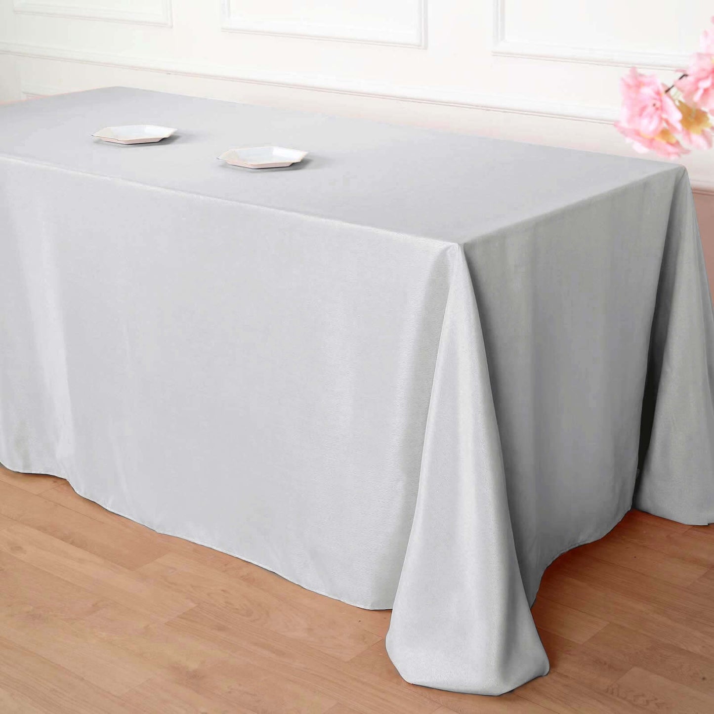 Polyester 90"x132" Rectangle Tablecloth Silver - Seamless Wrinkle - Resistant Table Cover - Linen Luxes