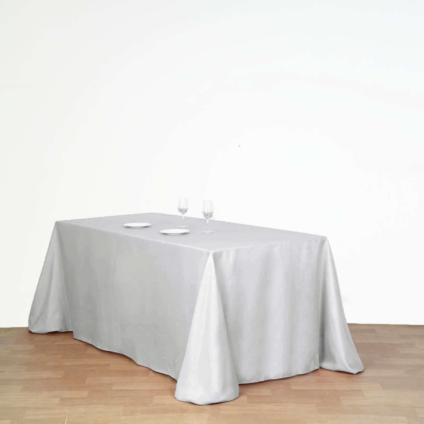 Polyester 90"x132" Rectangle Tablecloth Silver - Seamless Wrinkle - Resistant Table Cover - Linen Luxes