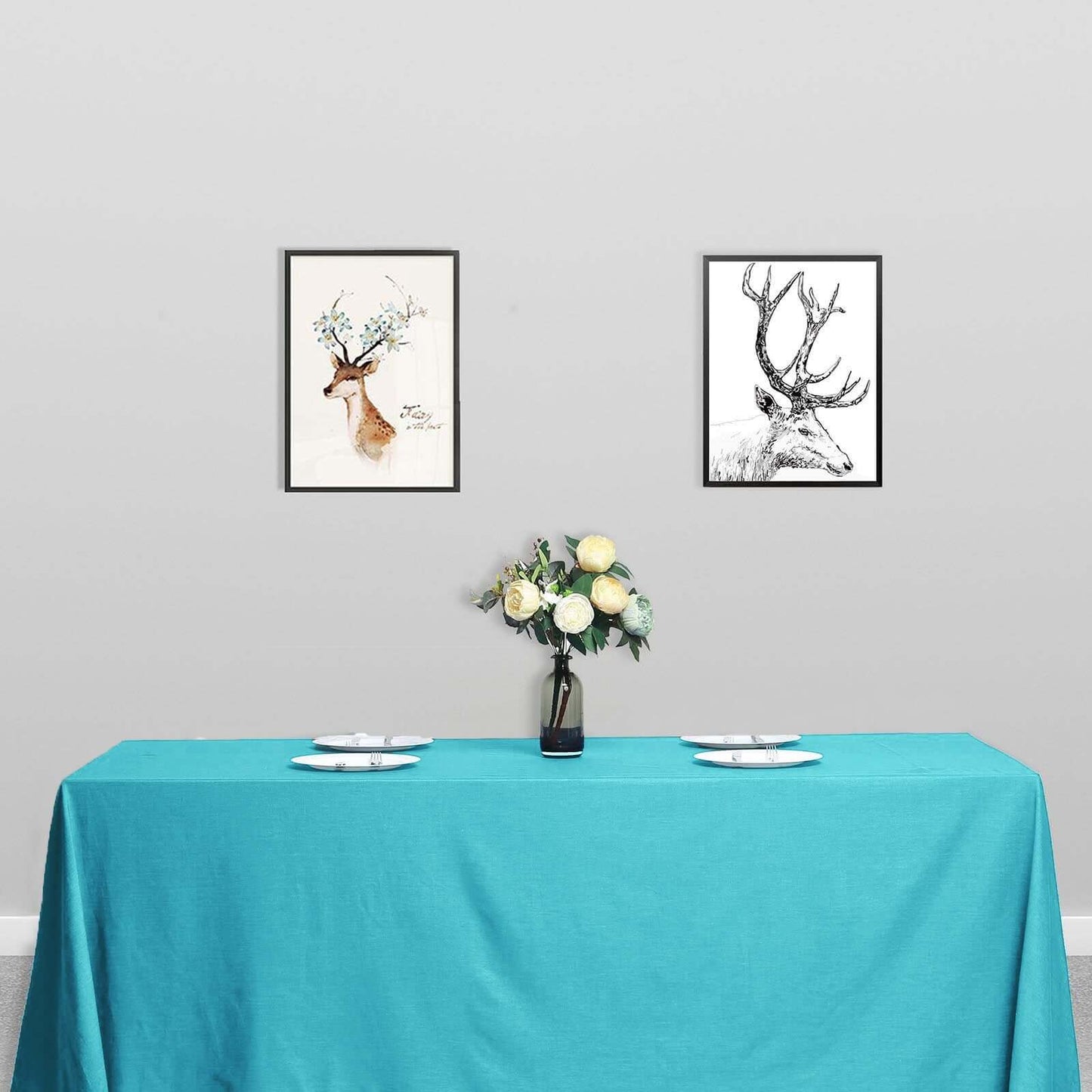 Polyester 90"x132" Rectangle Tablecloth Turquoise - Seamless Wrinkle - Resistant Table Cover - Linen Luxes