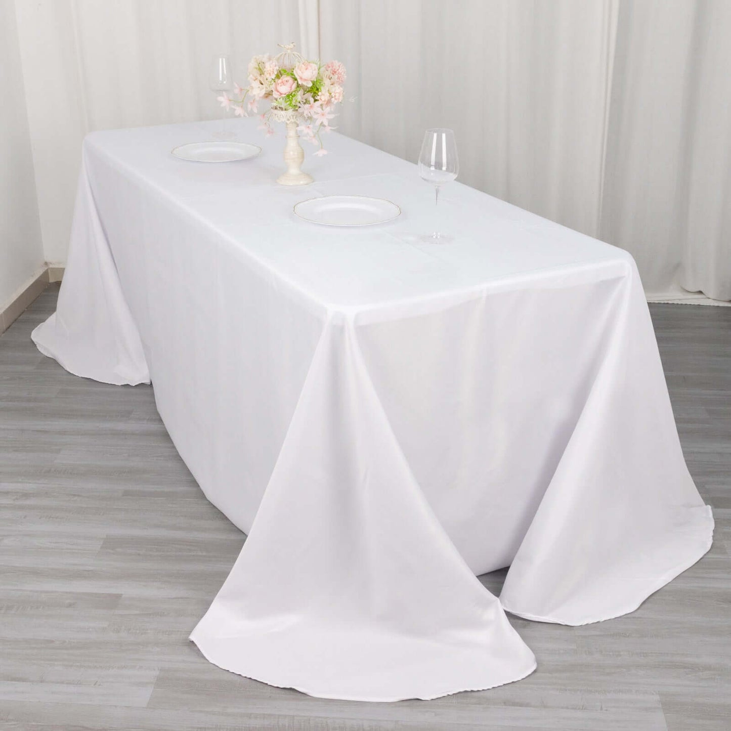 Polyester 90"x132" Rectangle Tablecloth White - Rounded Corners and Seamless Design for Sophisticated Gatherings - Linen Luxes