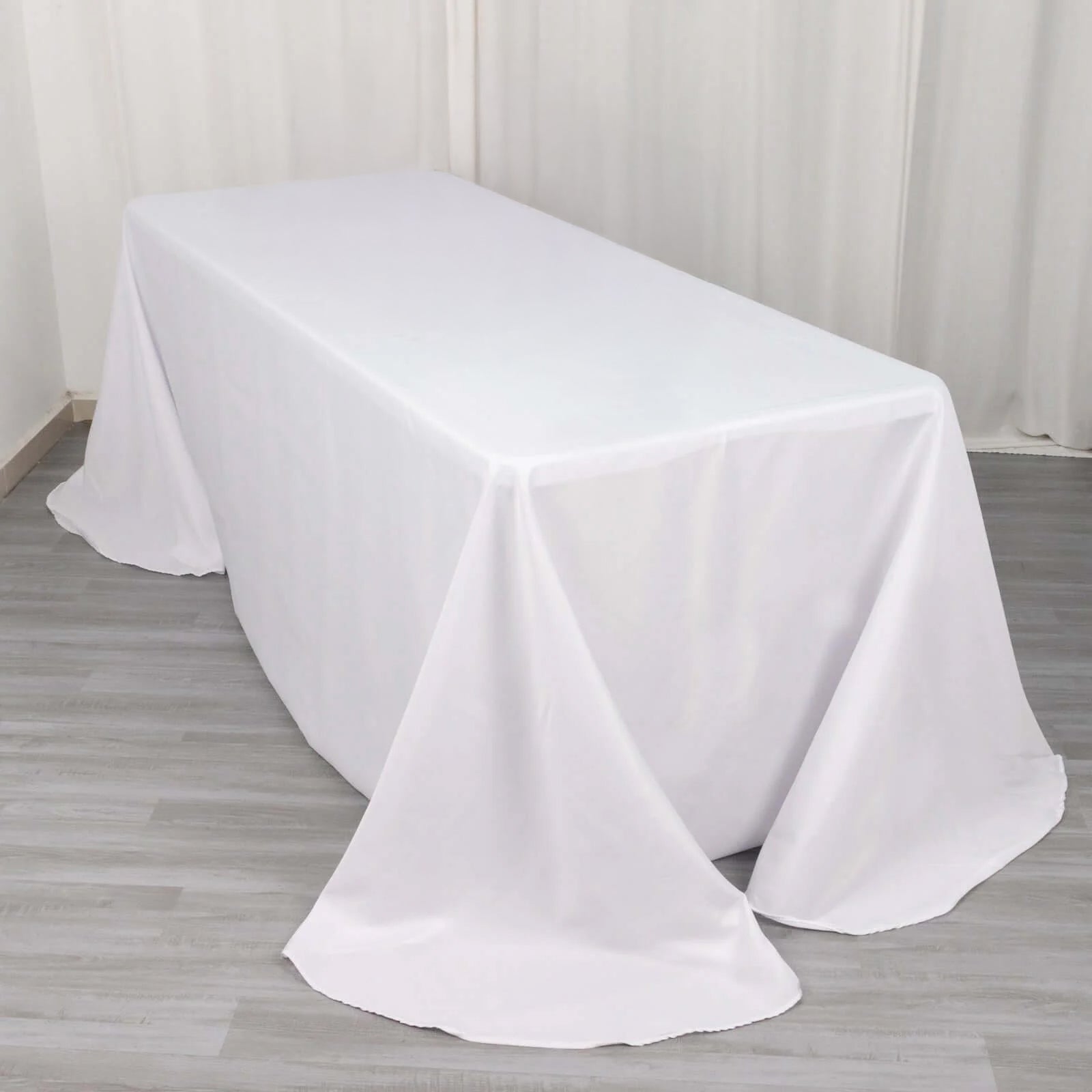 Polyester 90"x132" Rectangle Tablecloth White - Rounded Corners and Seamless Design for Sophisticated Gatherings - Linen Luxes