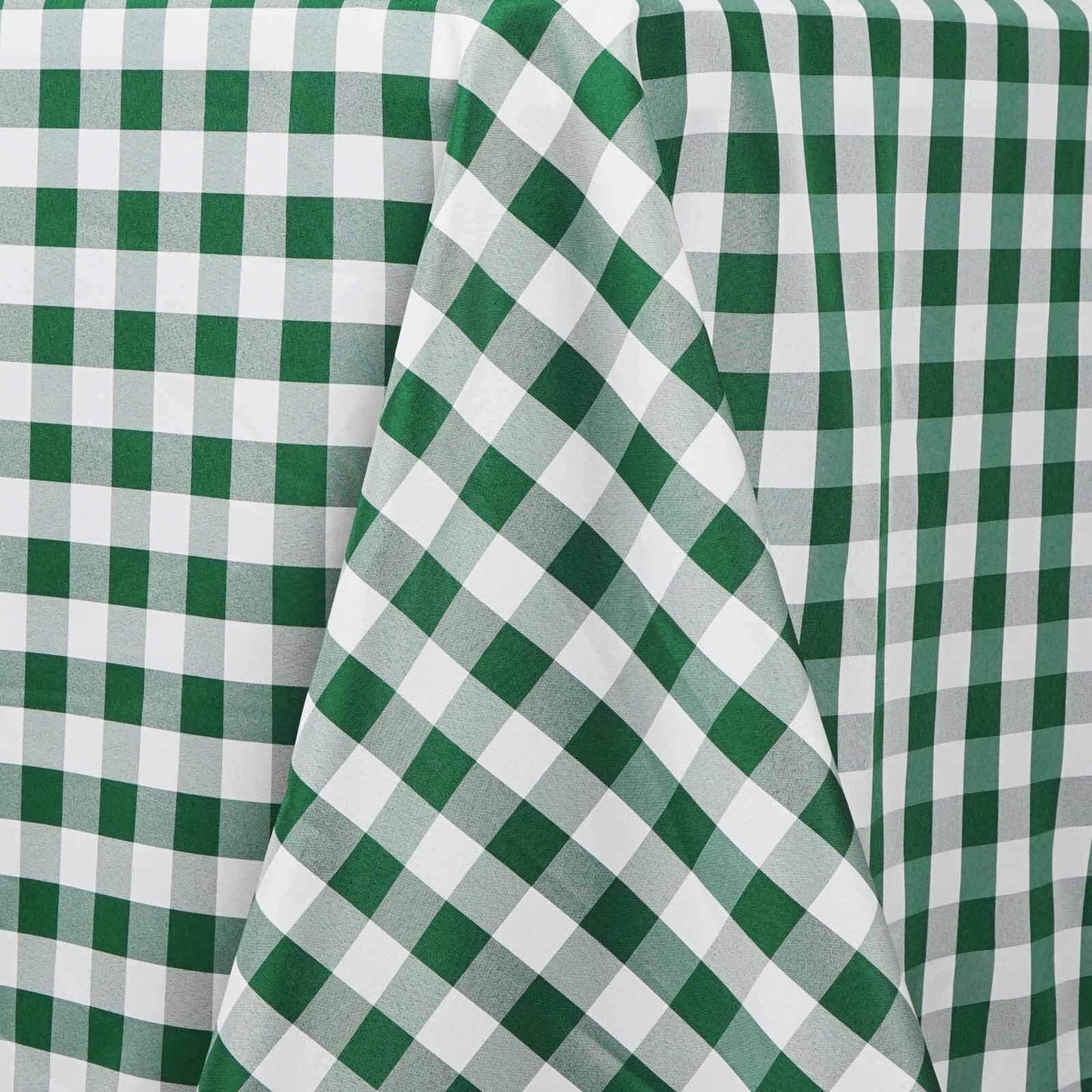 Polyester 90"x132" Rectangle Tablecloth White/Green - Seamless Checkered Buffalo Plaid Table Cover - Linen Luxes