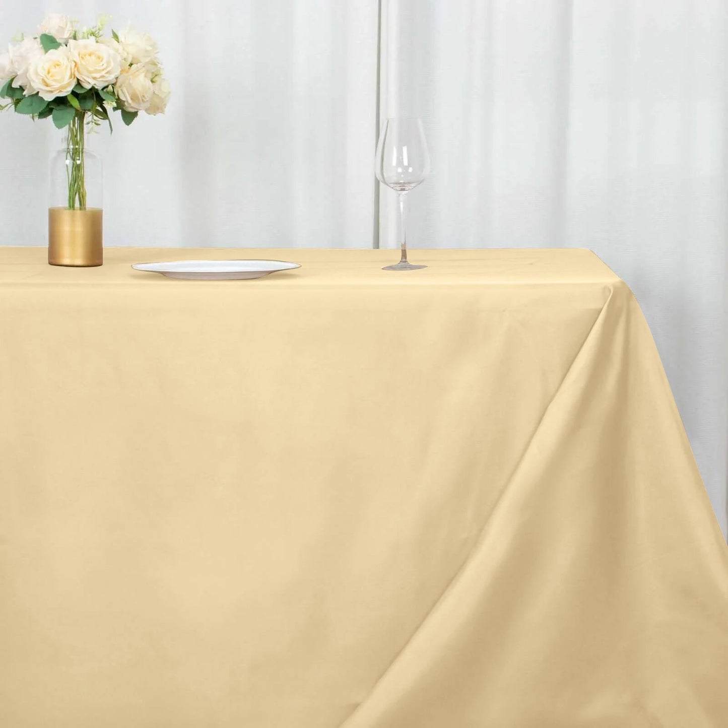 Polyester 90"x156" Rectangle Tablecloth Beige - Seamless Wrinkle - Resistant Table Cover - Linen Luxes