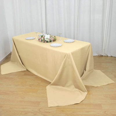 Polyester 90"x156" Rectangle Tablecloth Beige - Seamless Wrinkle - Resistant Table Cover - Linen Luxes