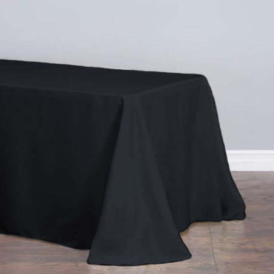 Polyester 90"x156" Rectangle Tablecloth Black - Rounded Corners and Seamless Table Cover - Linen Luxes