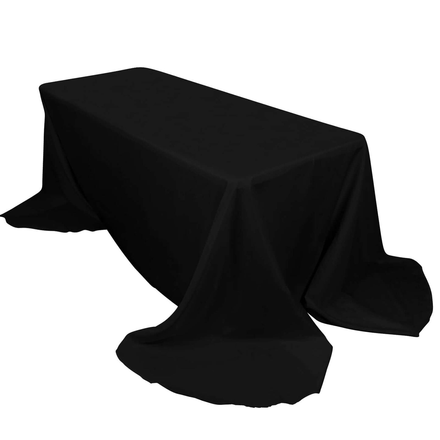 Polyester 90"x156" Rectangle Tablecloth Black - Rounded Corners and Seamless Table Cover - Linen Luxes
