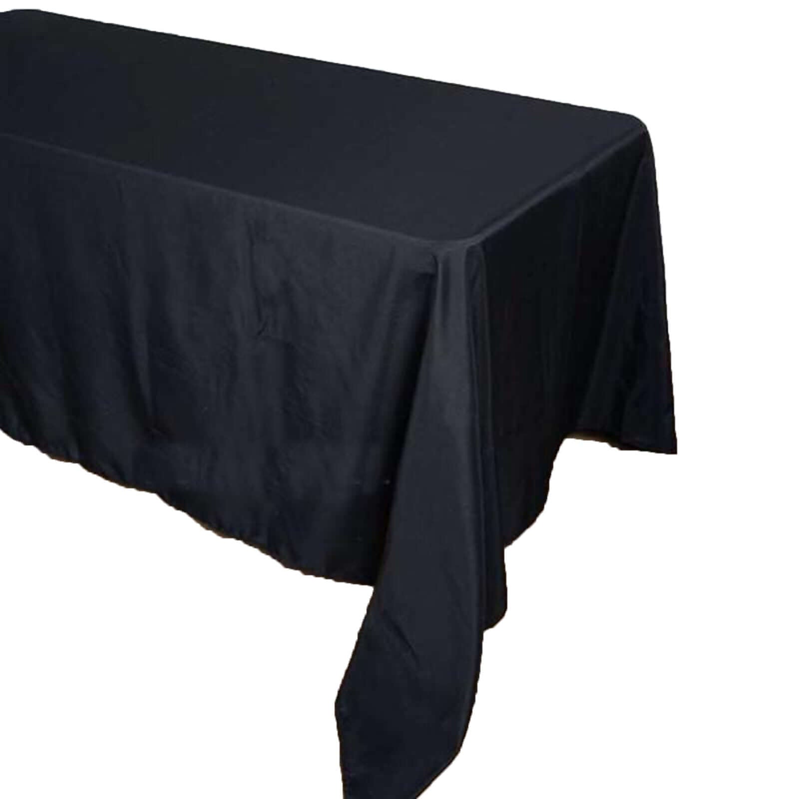 Polyester 90"x156" Rectangle Tablecloth Black - Seamless Wrinkle - Resistant Design for Sophisticated Gatherings - Linen Luxes
