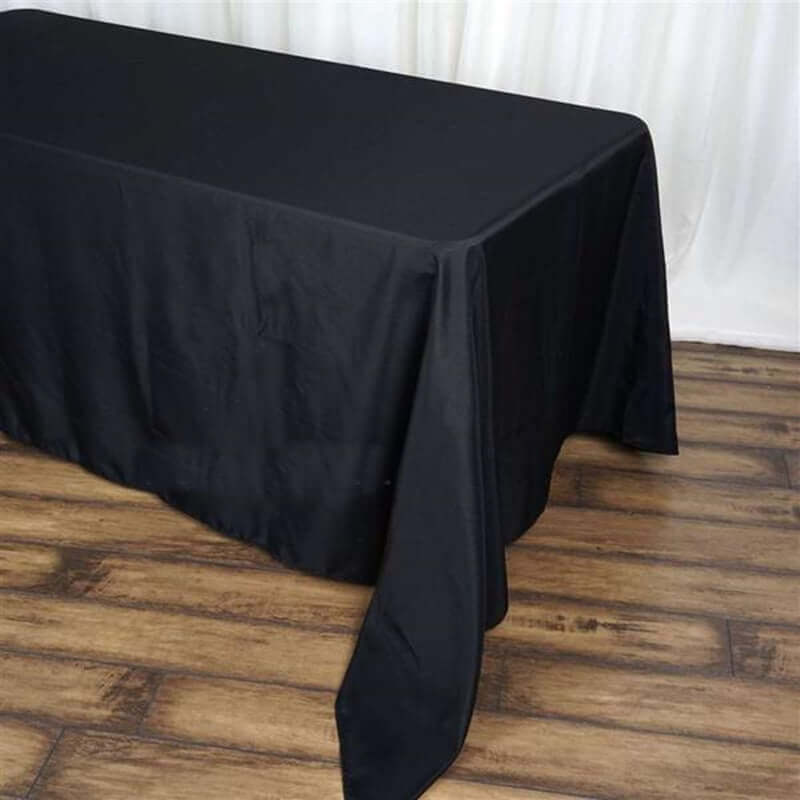Polyester 90"x156" Rectangle Tablecloth Black - Seamless Wrinkle - Resistant Design for Sophisticated Gatherings - Linen Luxes