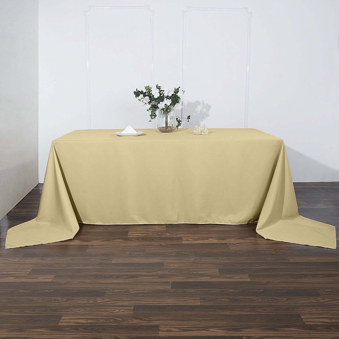 Polyester 90"x156" Rectangle Tablecloth Champagne - Seamless Wrinkle - Resistant Table Cover - Linen Luxes