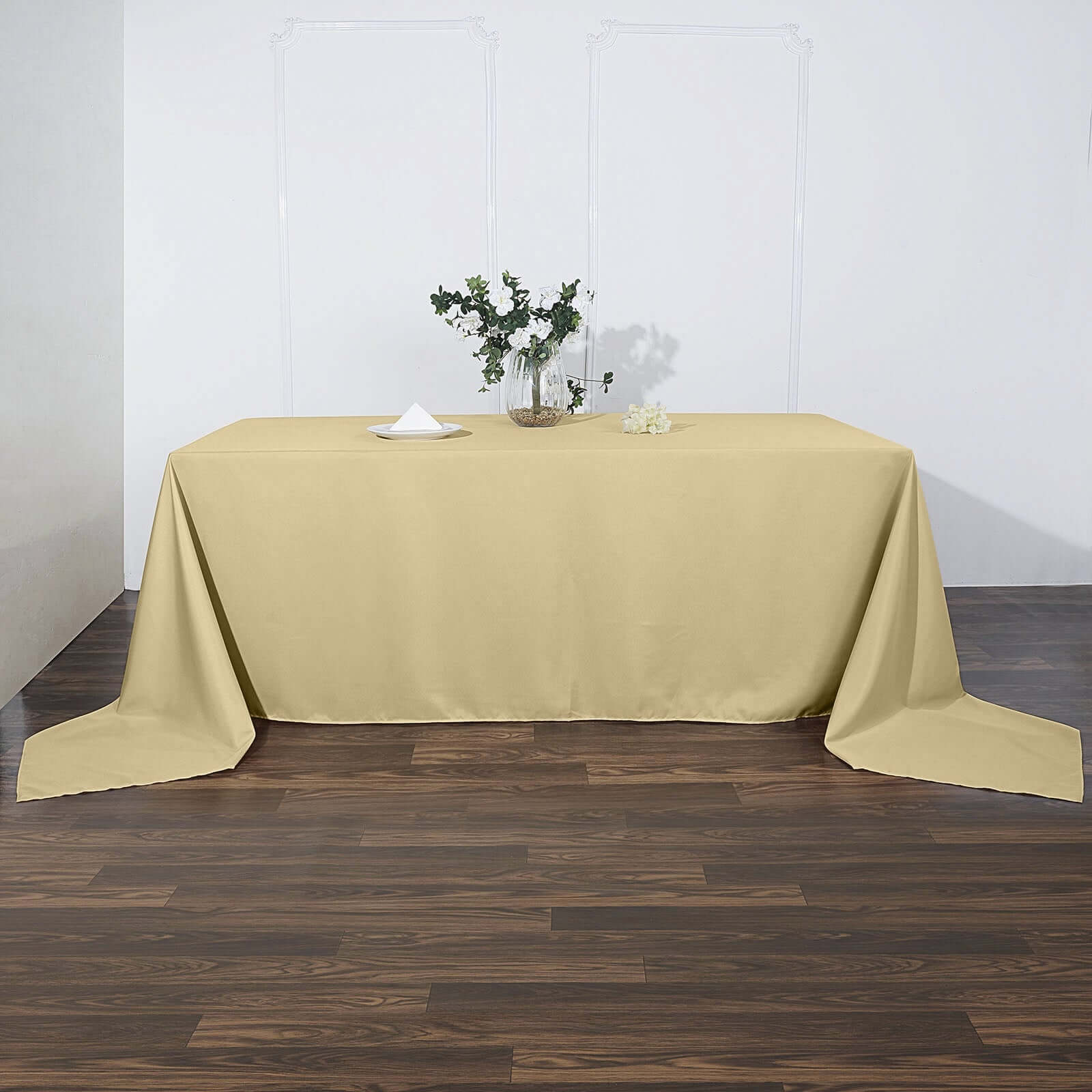 Polyester 90"x156" Rectangle Tablecloth Champagne - Seamless Wrinkle - Resistant Table Cover - Linen Luxes