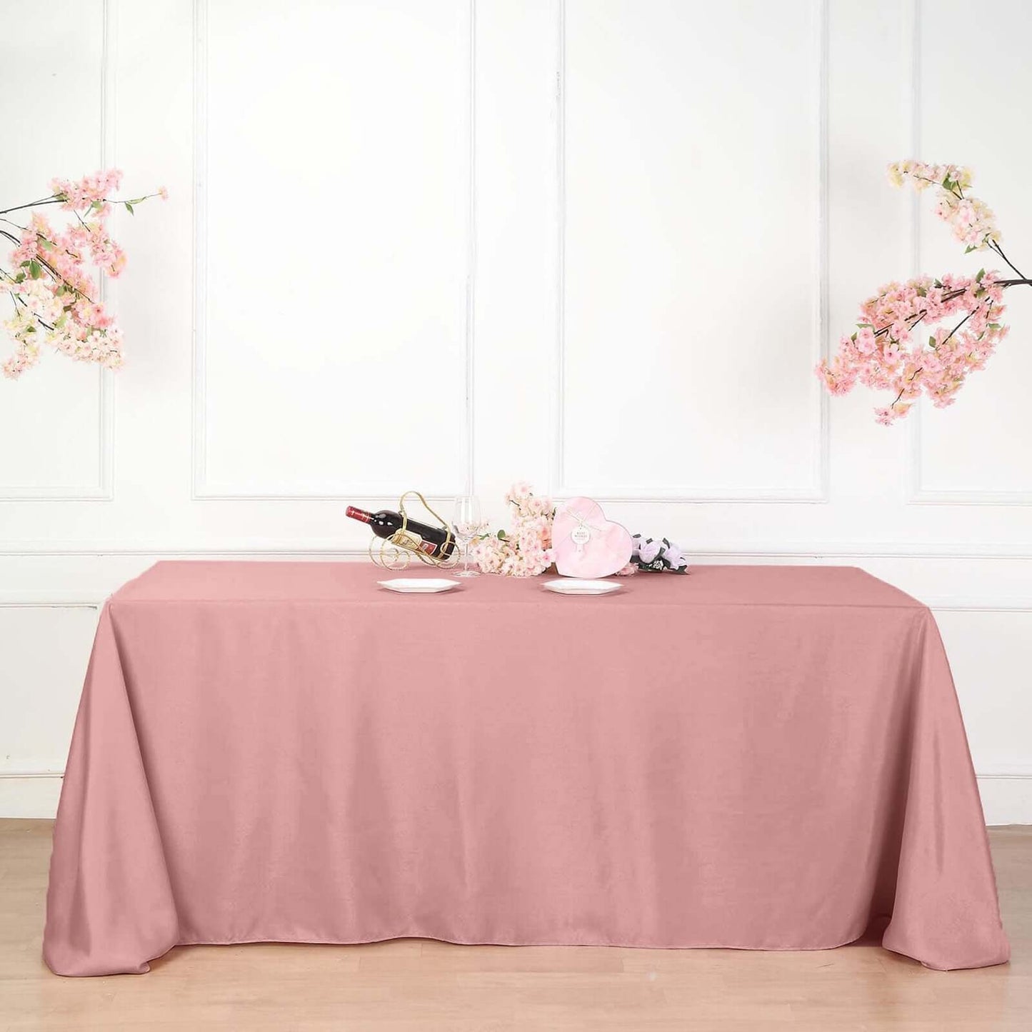 Polyester 90"x156" Rectangle Tablecloth Dusty Rose - Seamless Wrinkle - Resistant Table Cover - Linen Luxes