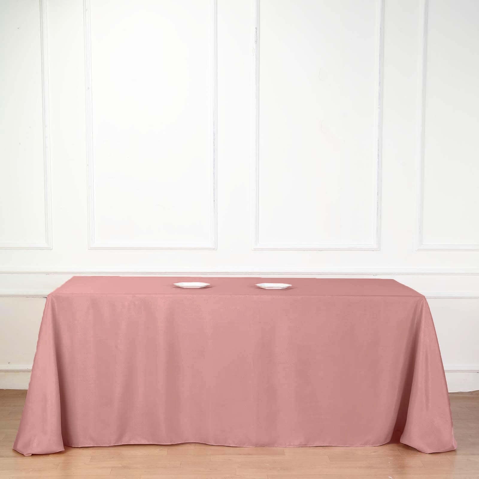 Polyester 90"x156" Rectangle Tablecloth Dusty Rose - Seamless Wrinkle - Resistant Table Cover - Linen Luxes