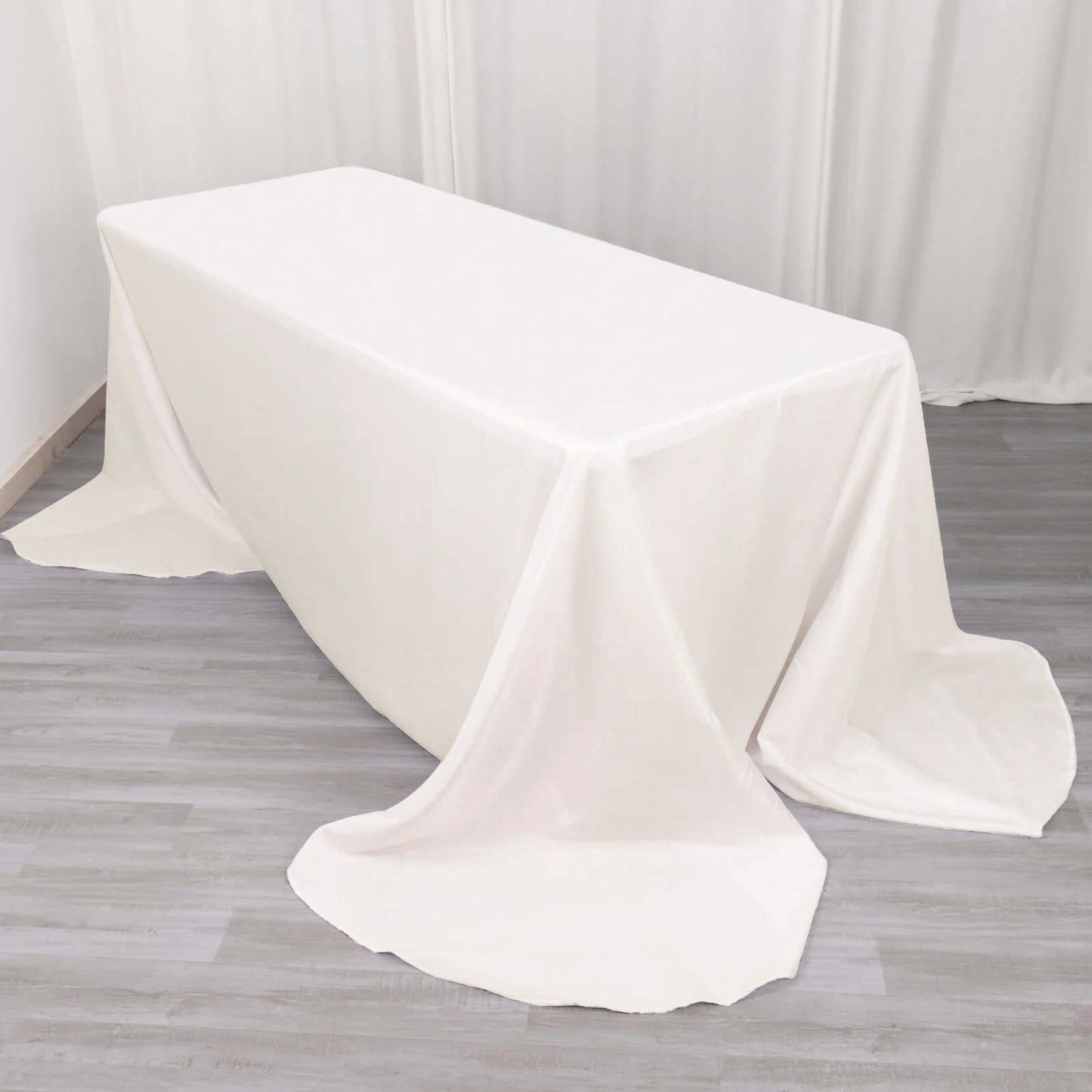 Polyester 90"x156" Rectangle Tablecloth Ivory - Rounded Corners and Seamless Table Cover - Linen Luxes