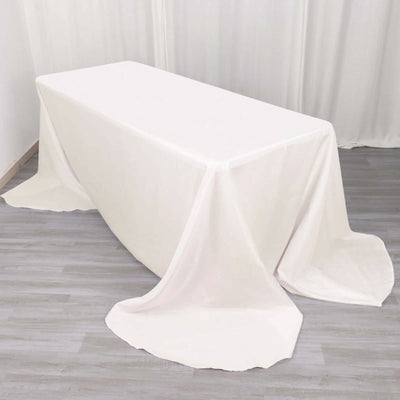 Polyester 90"x156" Rectangle Tablecloth Ivory - Rounded Corners and Seamless Table Cover - Linen Luxes