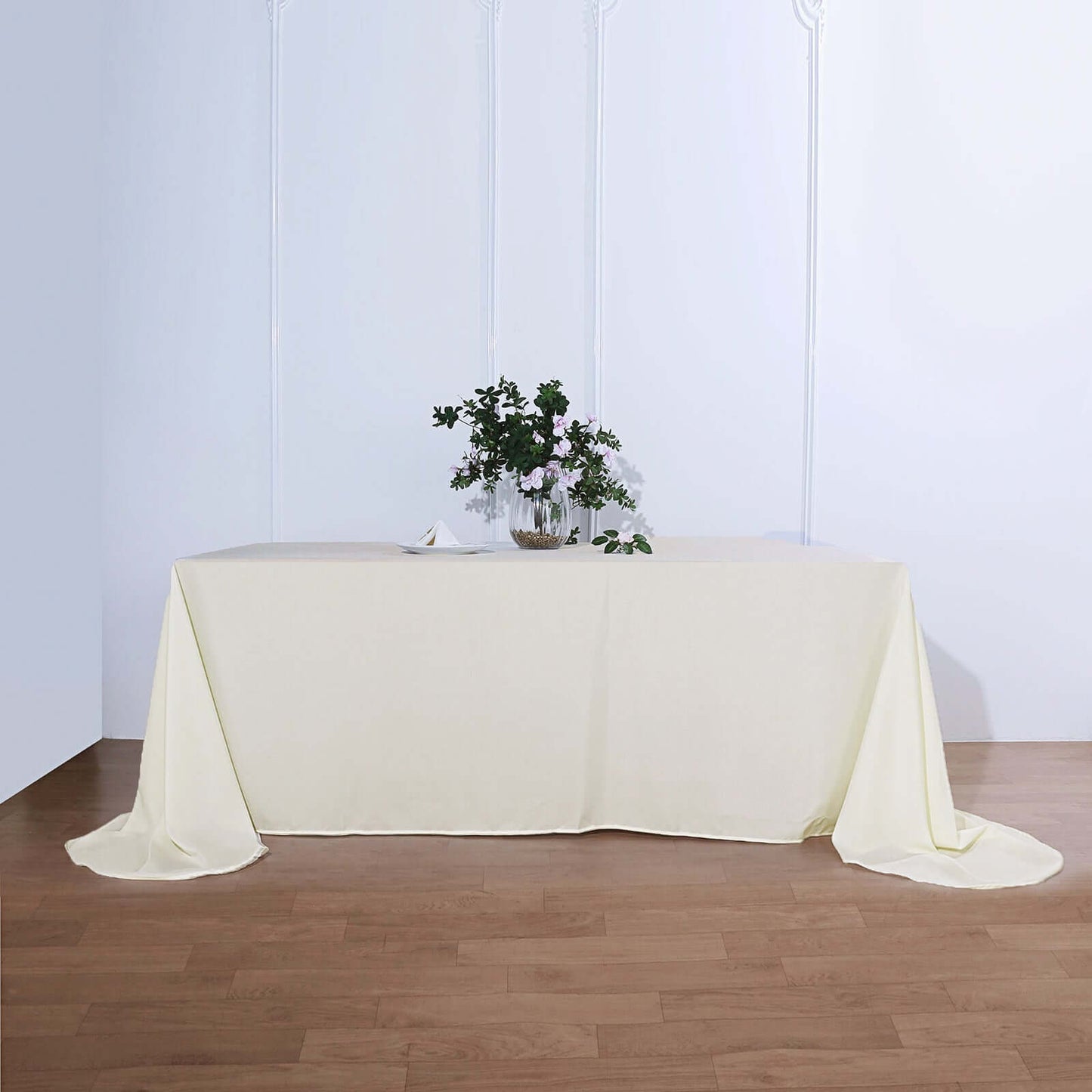 Polyester 90"x156" Rectangle Tablecloth Ivory - Rounded Corners and Seamless Table Cover - Linen Luxes