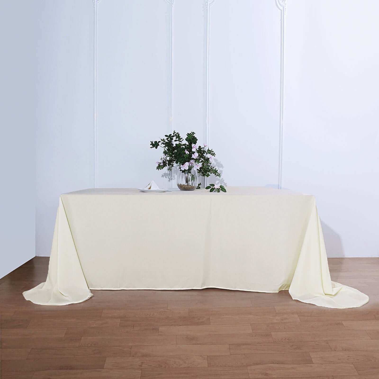 Polyester 90"x156" Rectangle Tablecloth Ivory - Rounded Corners and Seamless Table Cover - Linen Luxes