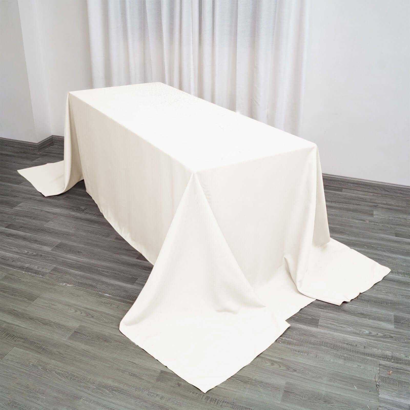 Polyester 90"x156" Rectangle Tablecloth Ivory - Seamless Wrinkle - Resistant Table Cover - Linen Luxes
