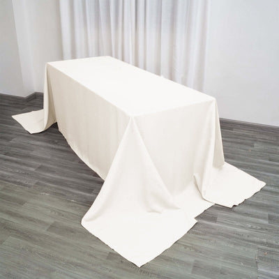 Polyester 90"x156" Rectangle Tablecloth Ivory - Seamless Wrinkle - Resistant Table Cover - Linen Luxes