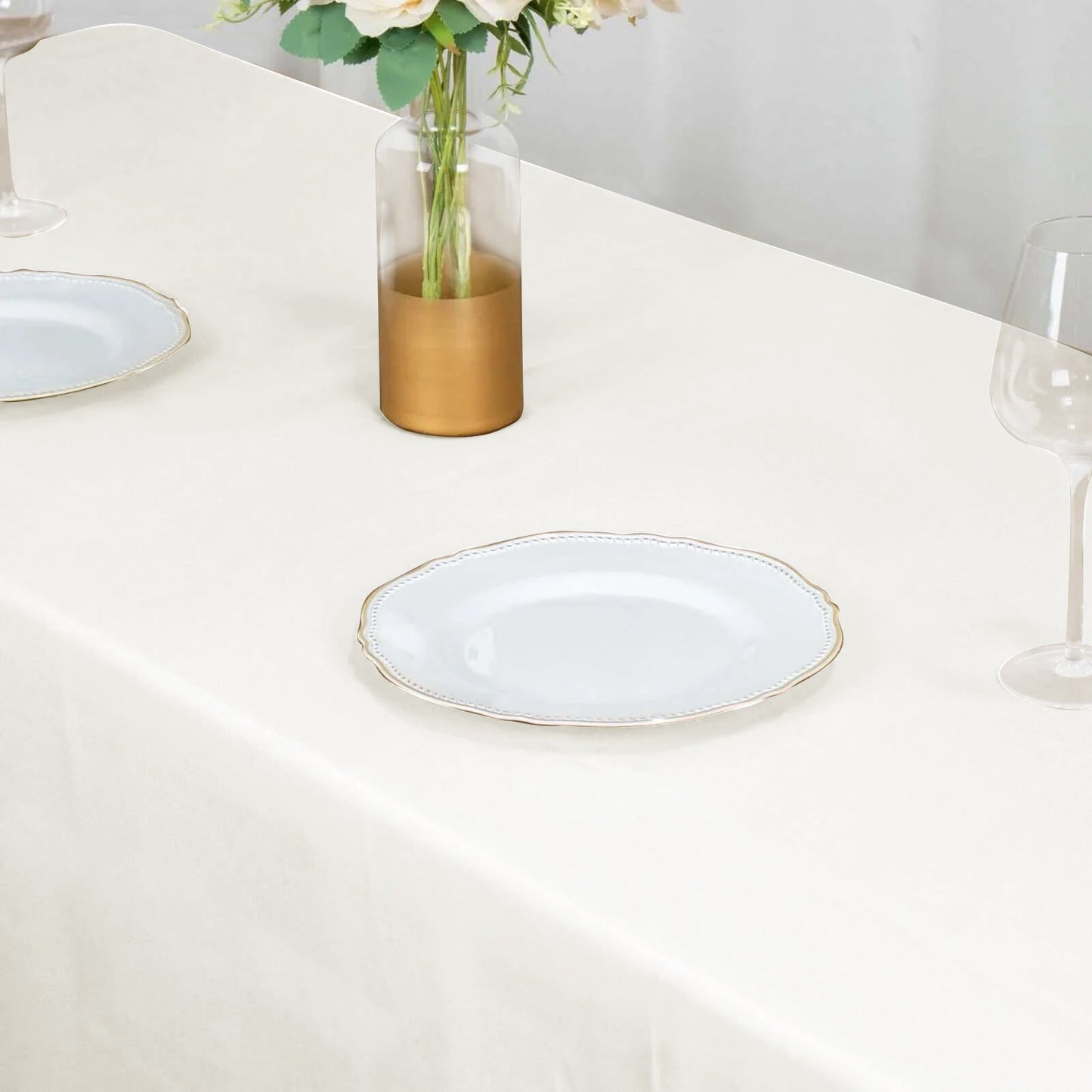 Polyester 90"x156" Rectangle Tablecloth Ivory - Seamless Wrinkle - Resistant Table Cover - Linen Luxes