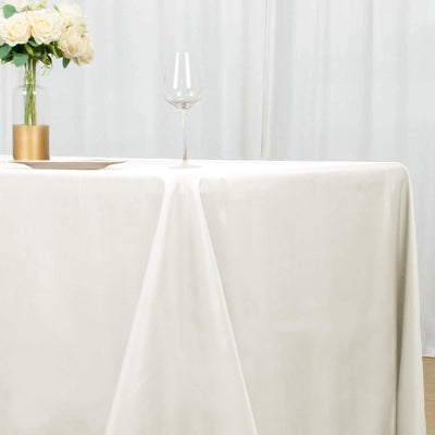 Polyester 90"x156" Rectangle Tablecloth Ivory - Seamless Wrinkle - Resistant Table Cover - Linen Luxes