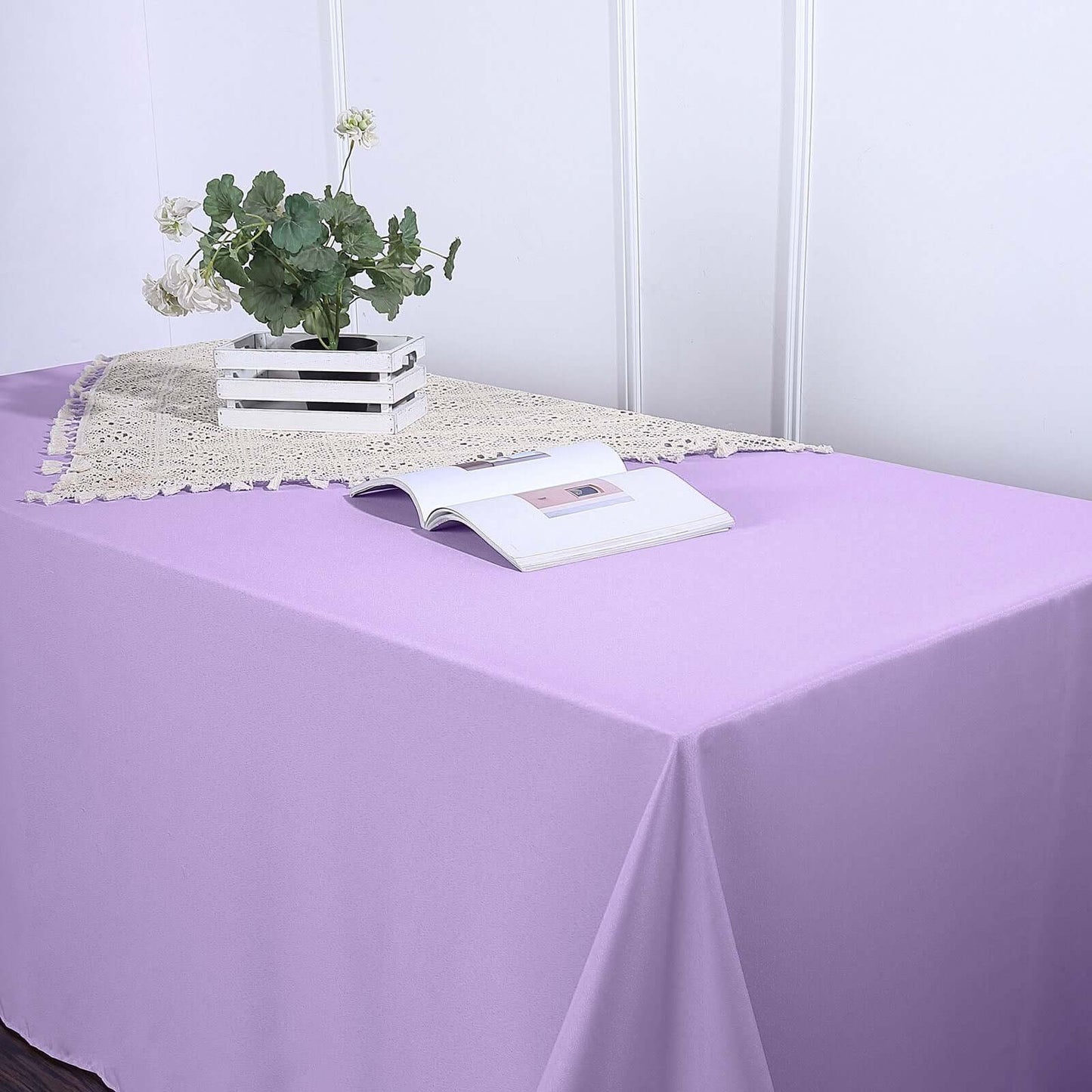Polyester 90"x156" Rectangle Tablecloth Lavender Lilac - Seamless Wrinkle - Resistant Table Cover - Linen Luxes