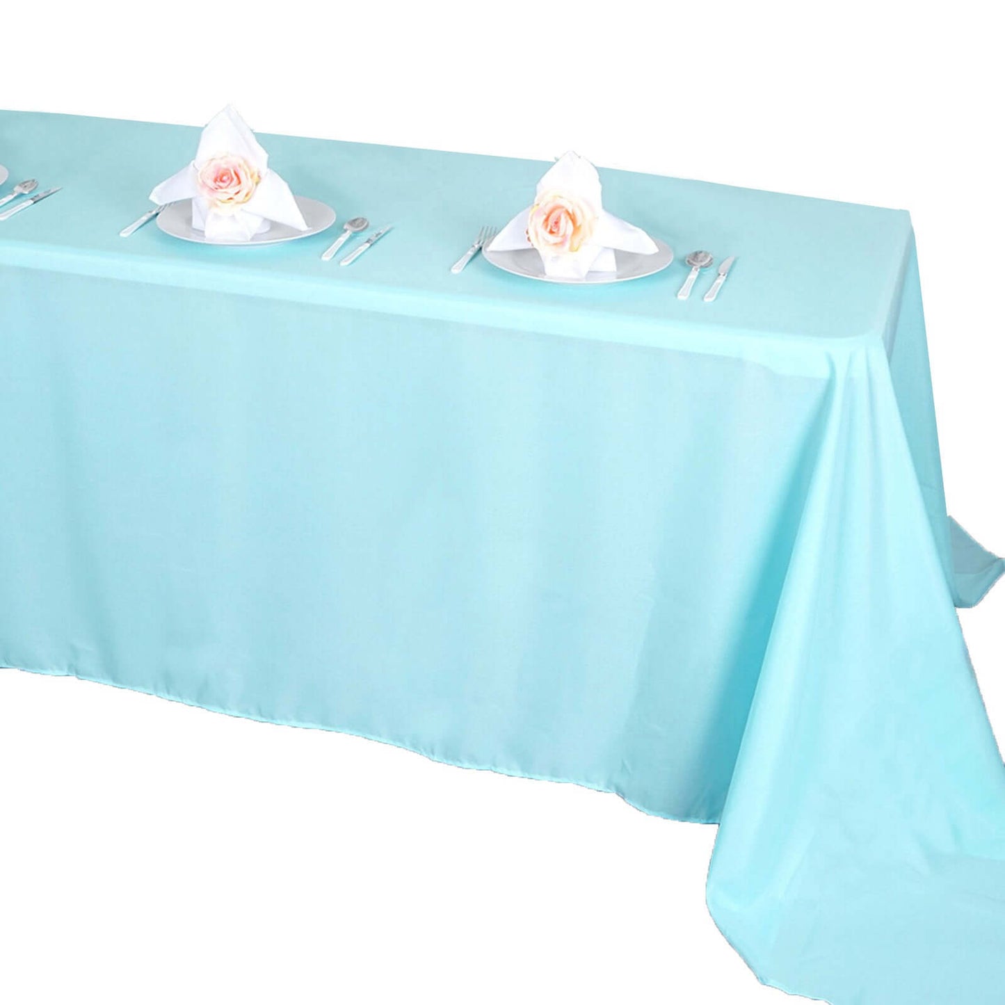 Polyester 90"x156" Rectangle Tablecloth Light Blue - Seamless Wrinkle - Resistant Table Cover - Linen Luxes