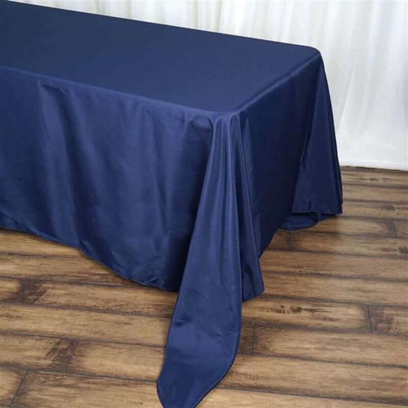 Polyester 90"x156" Rectangle Tablecloth Navy Blue - Seamless Wrinkle - Resistant Table Cover - Linen Luxes