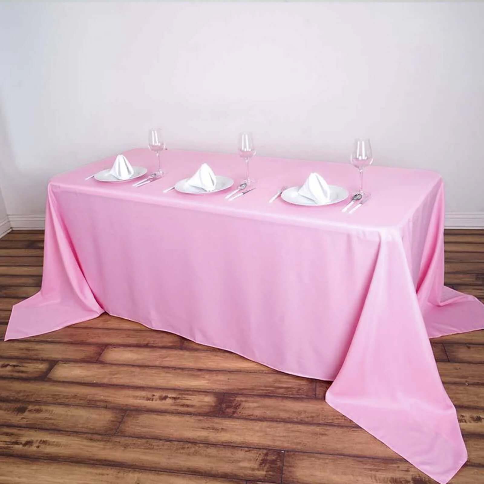 Polyester 90"x156" Rectangle Tablecloth Pink - Seamless Wrinkle - Resistant Table Cover - Linen Luxes