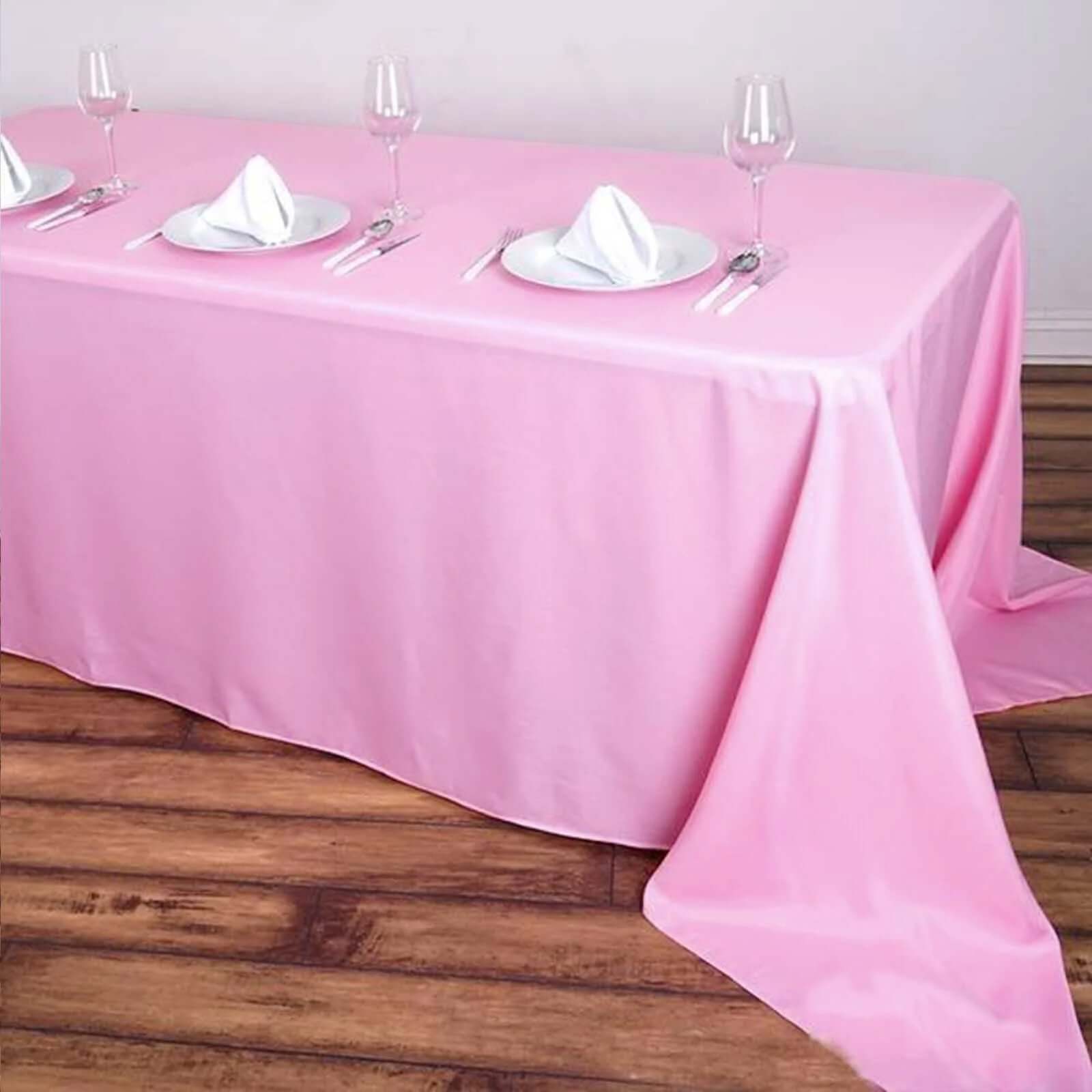 Polyester 90"x156" Rectangle Tablecloth Pink - Seamless Wrinkle - Resistant Table Cover - Linen Luxes