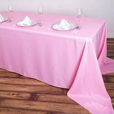 Polyester 90"x156" Rectangle Tablecloth Pink - Seamless Wrinkle - Resistant Table Cover - Linen Luxes