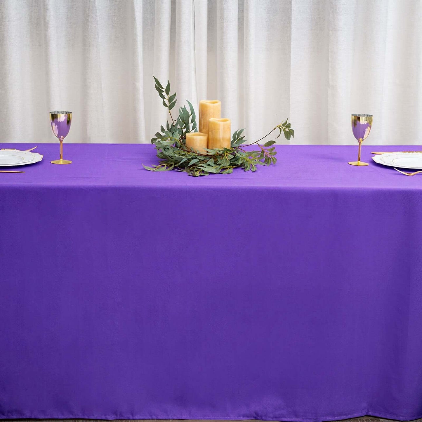 Polyester 90"x156" Rectangle Tablecloth Purple - Seamless Wrinkle - Resistant Table Cover - Linen Luxes