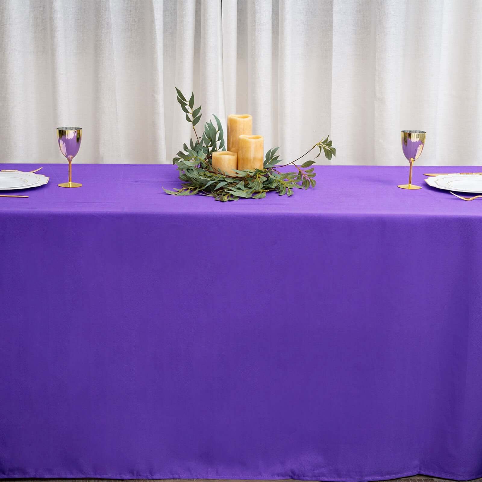 Polyester 90"x156" Rectangle Tablecloth Purple - Seamless Wrinkle - Resistant Table Cover - Linen Luxes