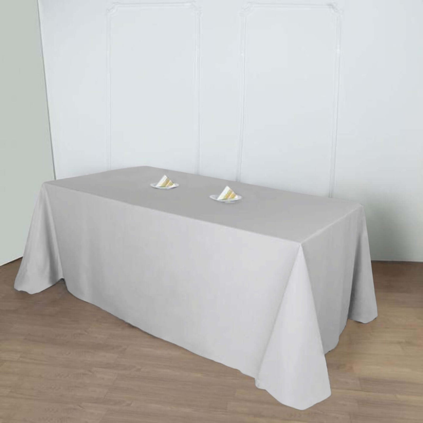 Polyester 90"x156" Rectangle Tablecloth Silver - Seamless Wrinkle - Resistant Table Cover - Linen Luxes