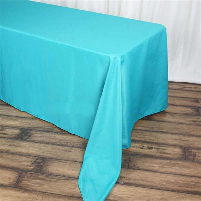 Polyester 90"x156" Rectangle Tablecloth Turquoise - Seamless Wrinkle - Resistant Table Cover - Linen Luxes