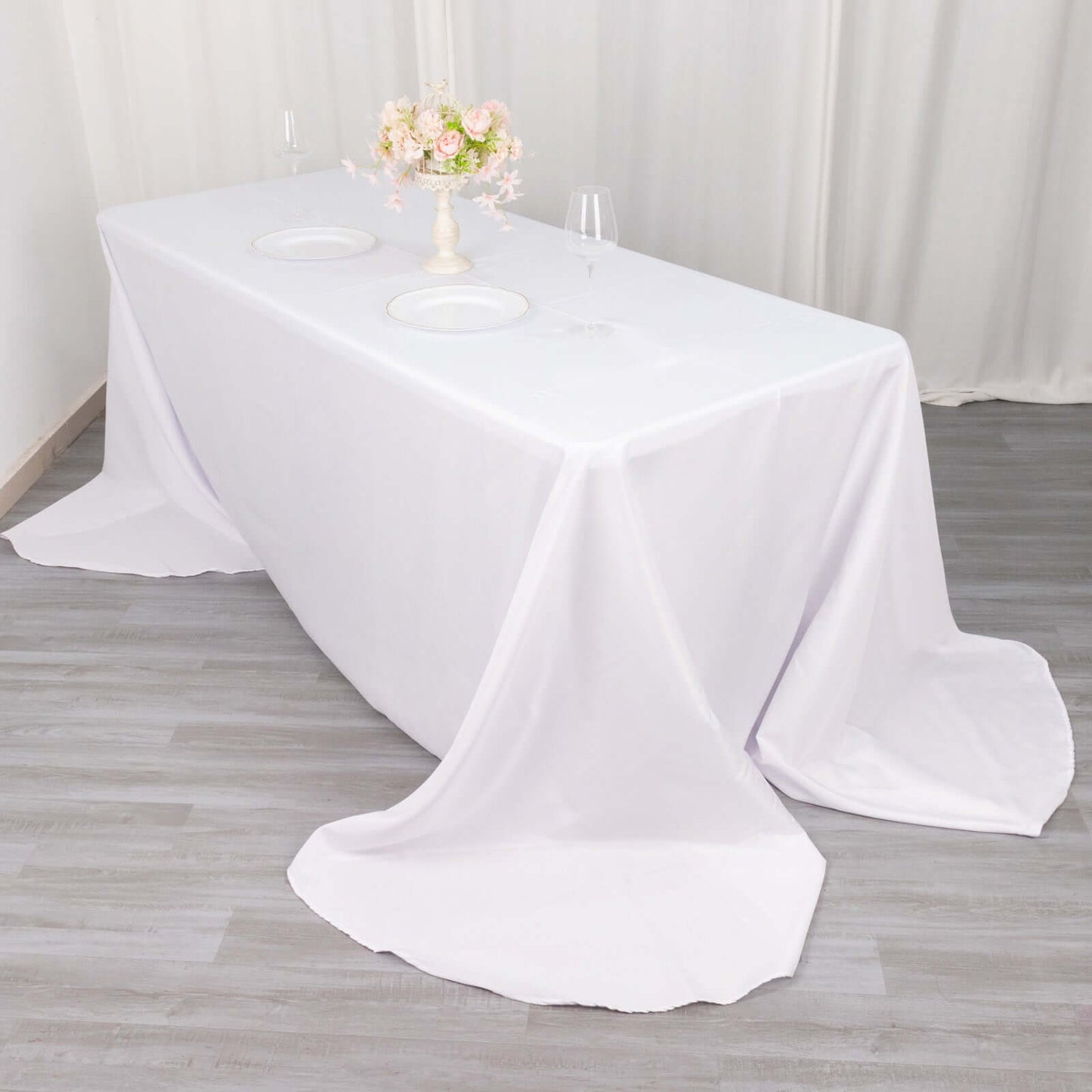 Polyester 90"x156" Rectangle Tablecloth White - Rounded Corners and Seamless Design for Luxe Events - Linen Luxes
