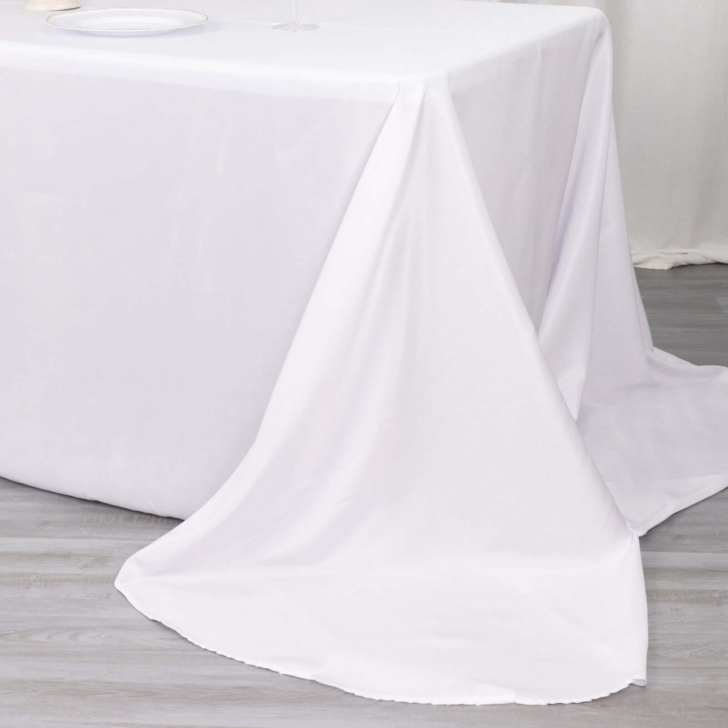 Polyester 90"x156" Rectangle Tablecloth White - Rounded Corners and Seamless Design for Luxe Events - Linen Luxes